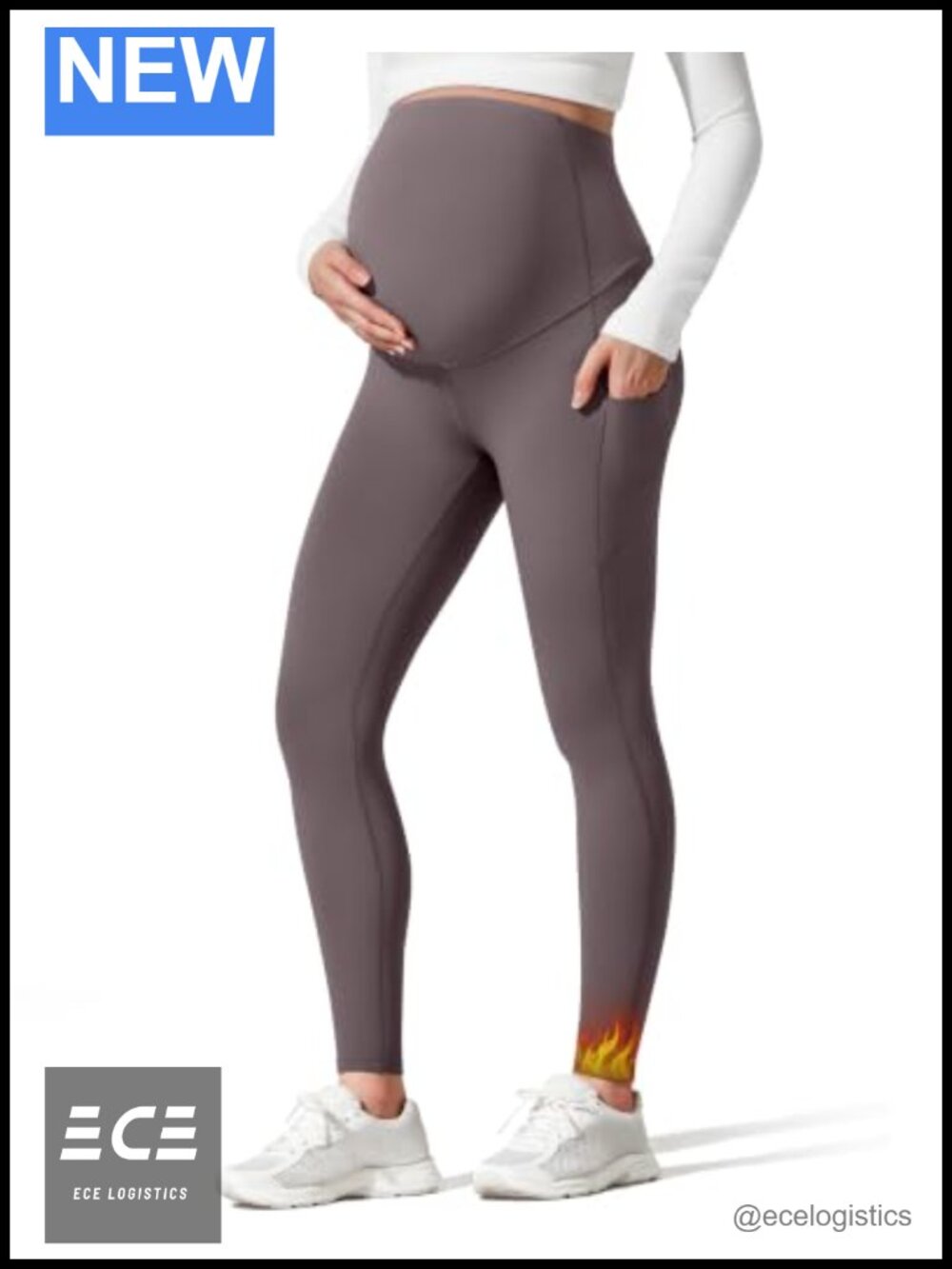 Fleece Lined Maternity Leggings with Pockets Winter Yoga Pants
